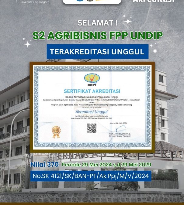 PS S2 Agribisnis mendapatkan Akreditasi UNGGUL BAN-PT