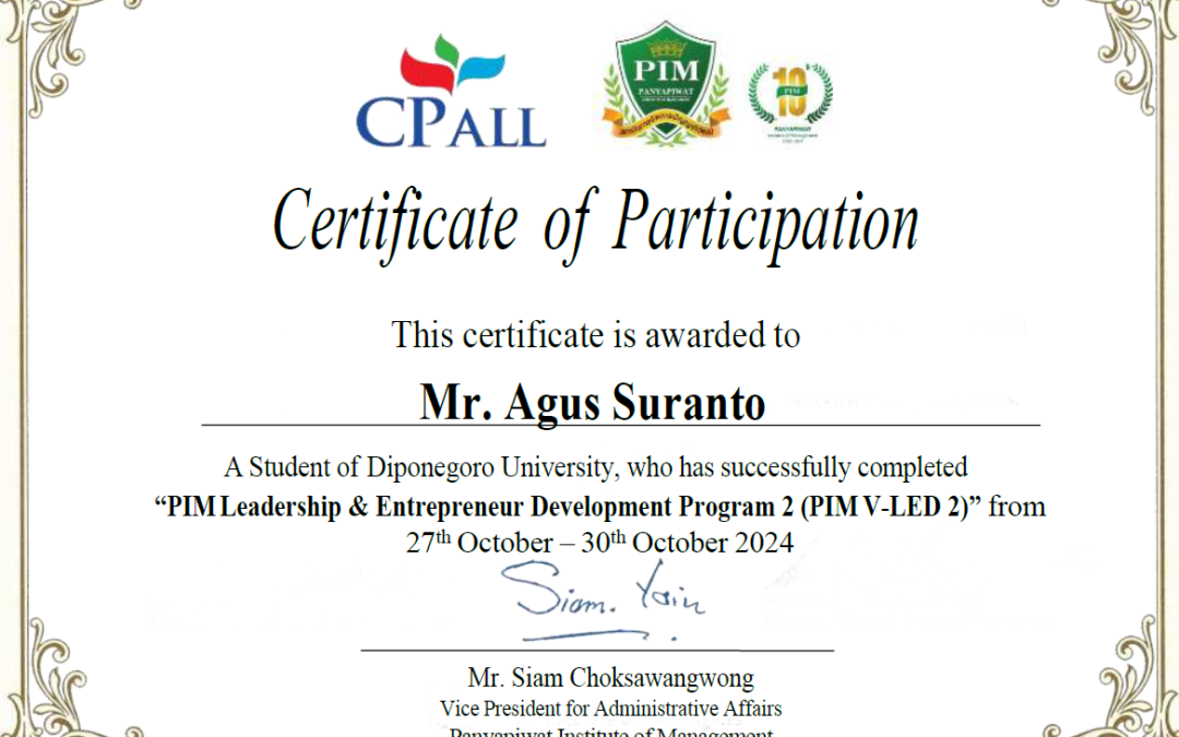 Leadership Training in Thailand with full scholarship from PT Charoen Phokphand Indonesia